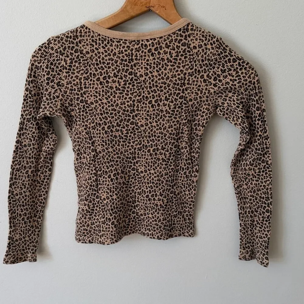 GAP Kids Tan Leopard Print Waffle Knit Long Sleeve Shirt Size M
